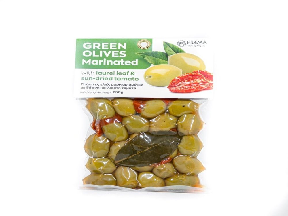 Atlas Green Olives with Sun-dried Tomato & Laurel 250gr