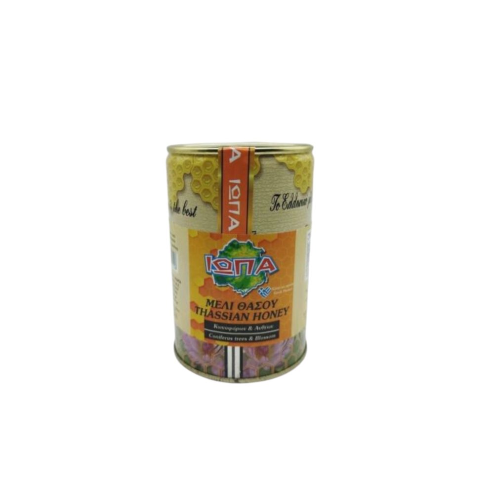 Thassos pine honey 450gr in IOPA metal box