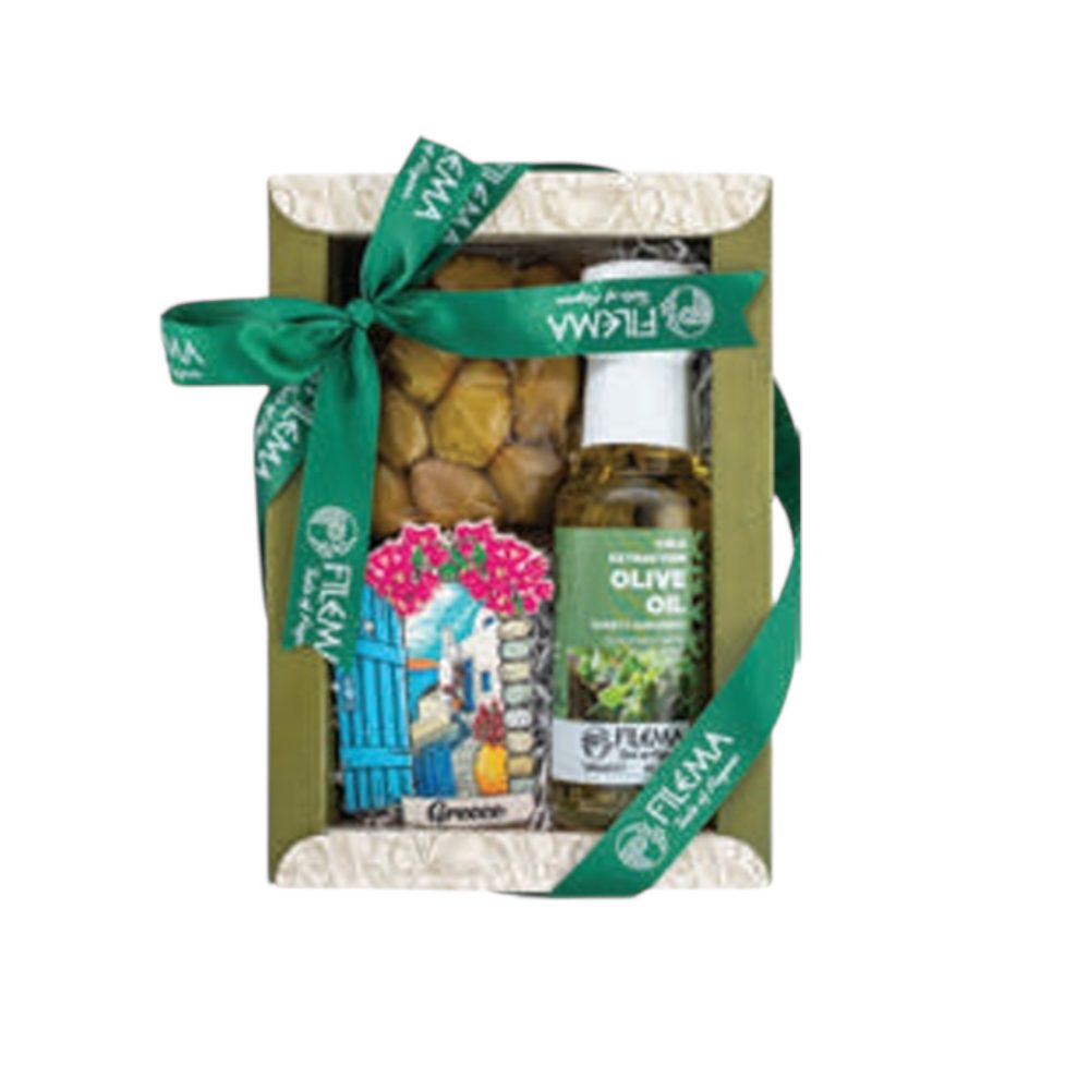 Gift Set with olives 60gr, magnet & aromatic oil 100ml