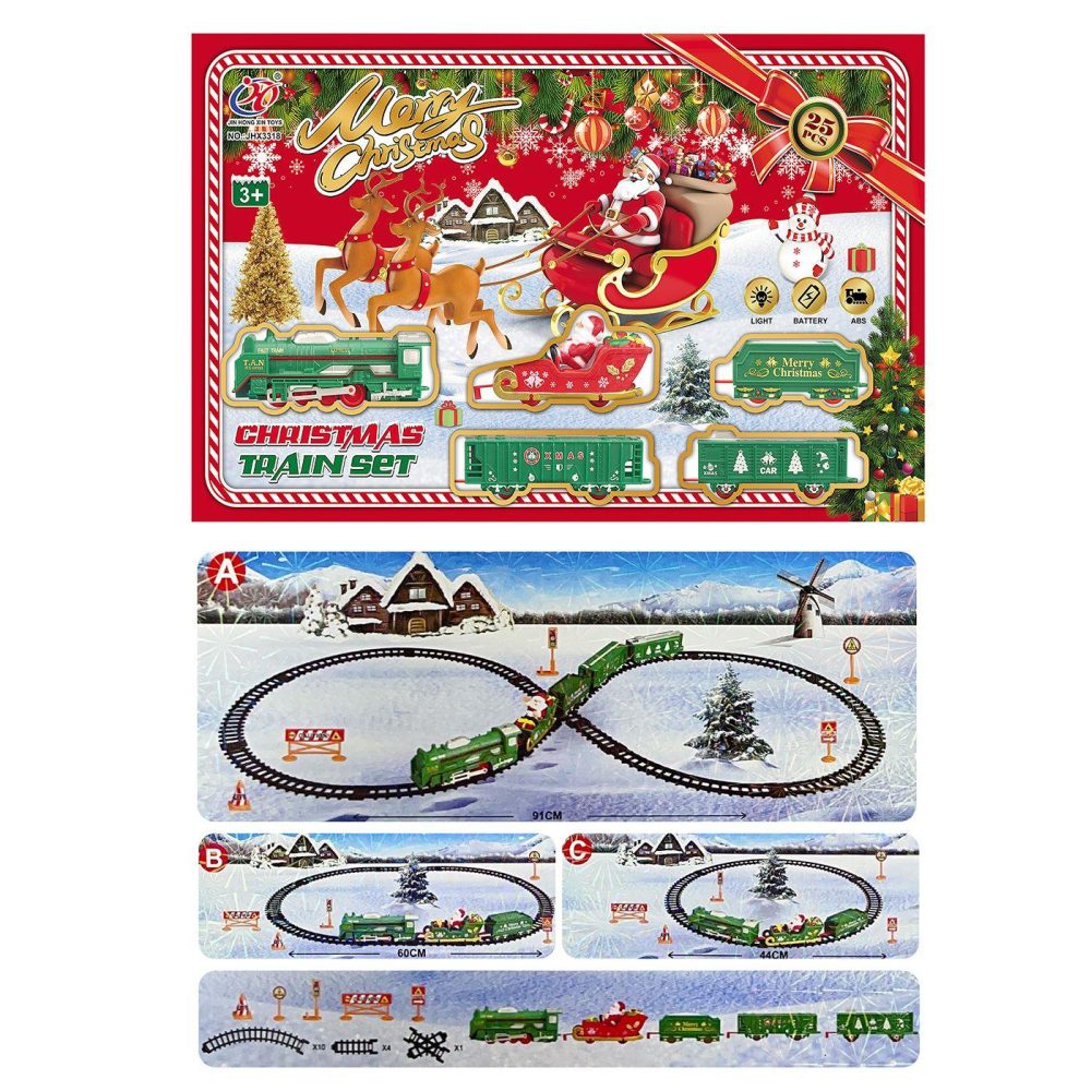 Battery powered Christmas train on the floor 46x29x4cm with rails 60cm