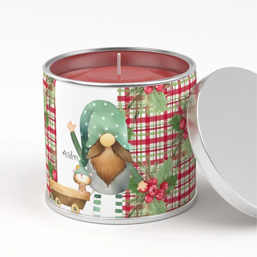 Scented candle (cinnamon) in metal box with Aridon print