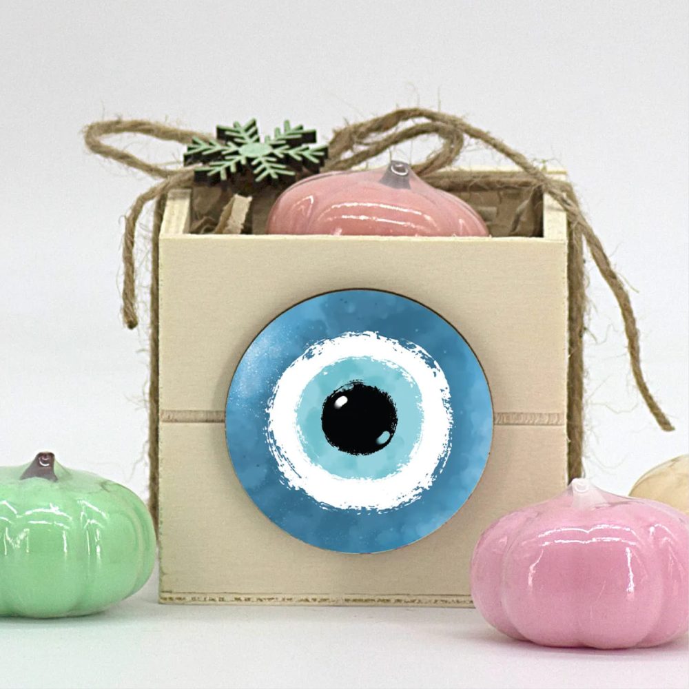 Aromatic soaps - pumpkins (2pcs) in wooden box with blue peephole label