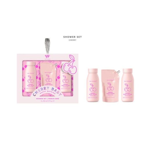 3*150ml duş jeli, losyon ve kese içeren banyo seti, Cherry Baby - Upper Canada tarafından - Görsel 3